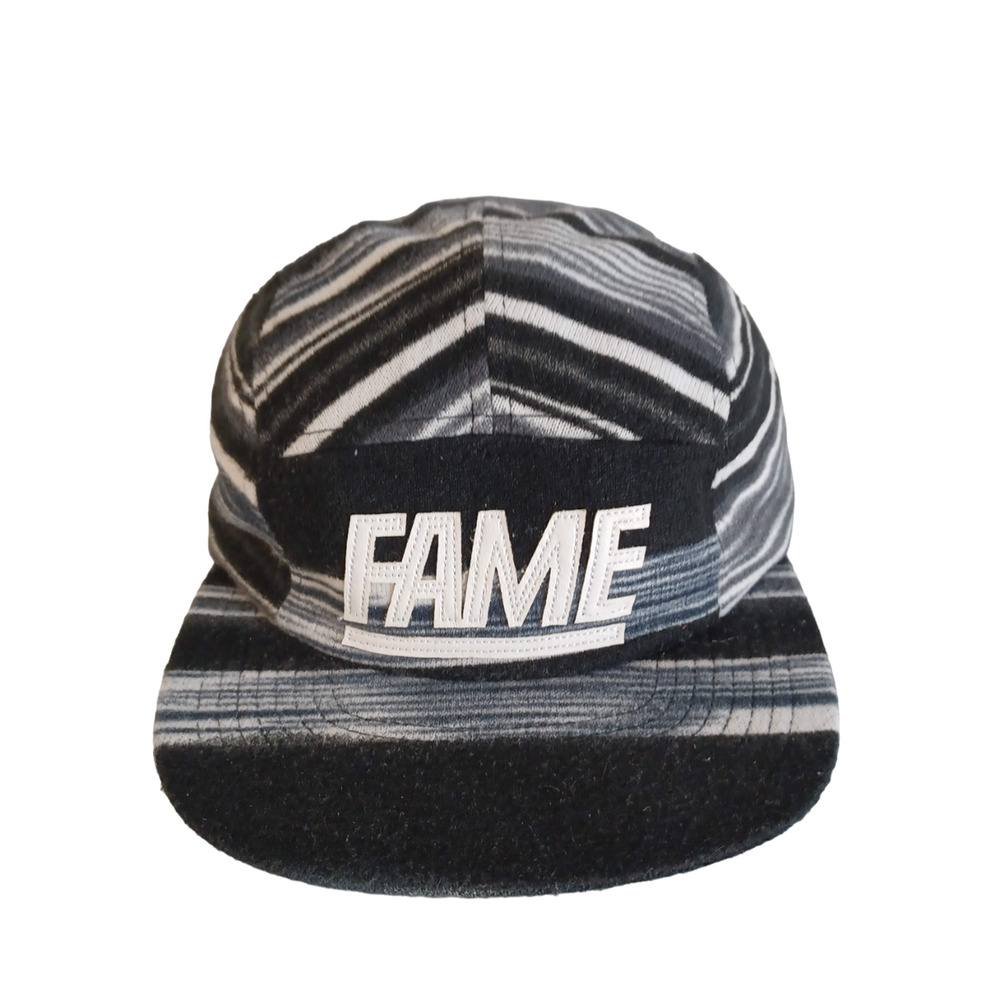 Hall Of Fame 2nd Sucks Black White Striped 5 Panel Skate Men's Cap Hat NWOT